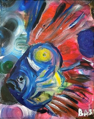 Angel Fish Colorful Neo Expressionist Original Wall Art
