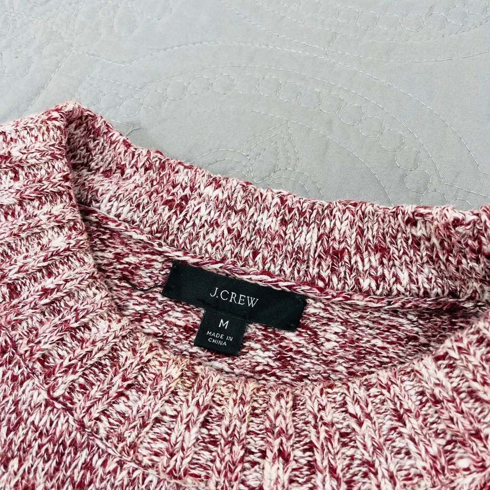 Suéter para mujer J Crew tejido mediano rojo moteado manga abullonada BJ600 pulóver de lino Foto 2 de 4