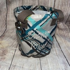 Thirty One Shower Power Round About Caddy Teal Sea Plaid Mesh Tote Handles