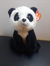 TY Beanie Babies BABOO Black & White PANDA Plush 6 inch "VelveTy" Stuffed Animal