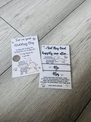 Lucky Sixpence für Braut am Hochzeitstag & Wunscharmband Geschenk. Hochzeitsgeschenk.