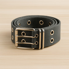 Men Women Canvas Grommet Belt Triple Buckle Heavy Duty Punk Gothic Metal Eyelet