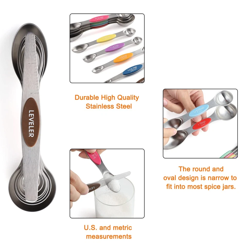 Magnetic Measuring Cups and Spoons Set of 16 Including 7 Stainless Steel Stac... - Image 3 of 4