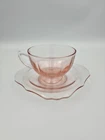 Pink  Depression Glass  Cup And Saucer Sets   -  Unusual Design  -