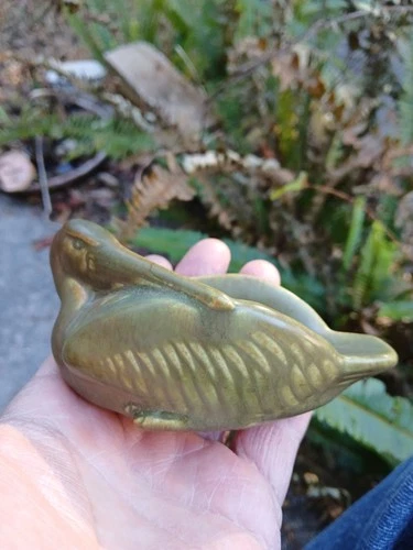 Vtg Rookwood 1932 Rare Color Art Deco Pottery Green Pelican Bird Figure Pin Tray