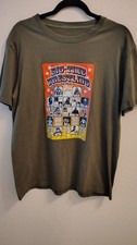 BIG-TIME WRESTLING DETROIT 1966 - 1981 OLIVE GREEN IRON-ON T-SHIRT - SIZE M/L