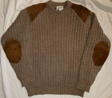 Vtg LAKELAND KNITWEAR English Shooting Sweater MEN'S 40/42 Suede Patches BRITISH