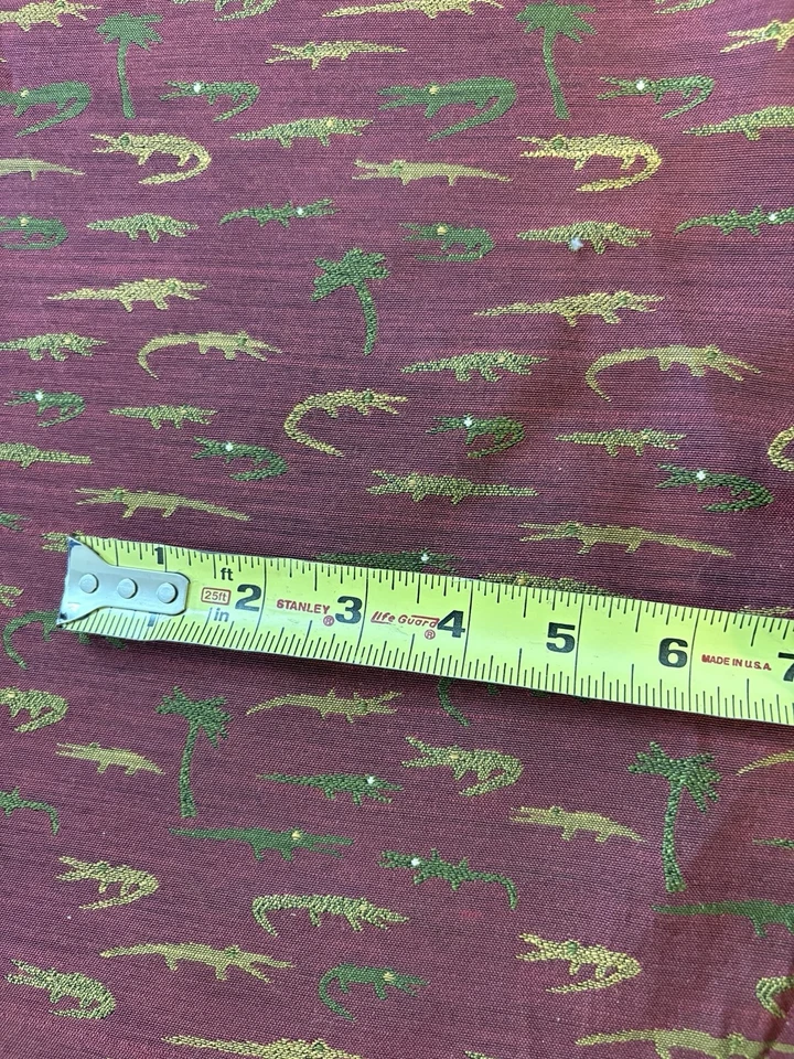 ALLIGATORS Palmeras Tela Pesada Rojo Dorado 4 yardas Costura Tapicería Cambray 55" Foto 4 de 4