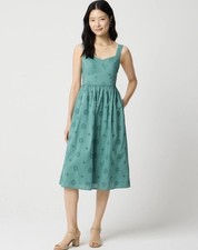 J. Crew Eyelet Midi Dress Sleeveless Teal Lined Smocked Back Sz 2 NWT $148
