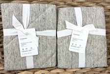 2 Pottery Barn Belgian Flax Linen Jersey STANDARD Quilted Shams, Color: Flax NEW