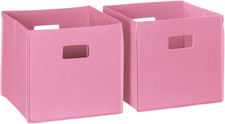Folding Storage Bins with Handles Pink Cube S...