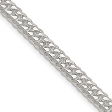Sterling Silver Polished 5.7mm Double Diamond-cut Curb Chain Necklace 18"
