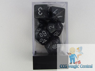 Chessex Speckled Polyhedral Dice Set - 7-Die Set In 'Ninja' Color For D&D & RPGs