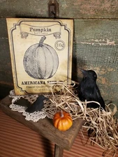 VINTAGE PRIMITIVE STYLE HALLOWEEN FALL PUMPKIN SEED CO  8 X 10 CANVAS SIGN