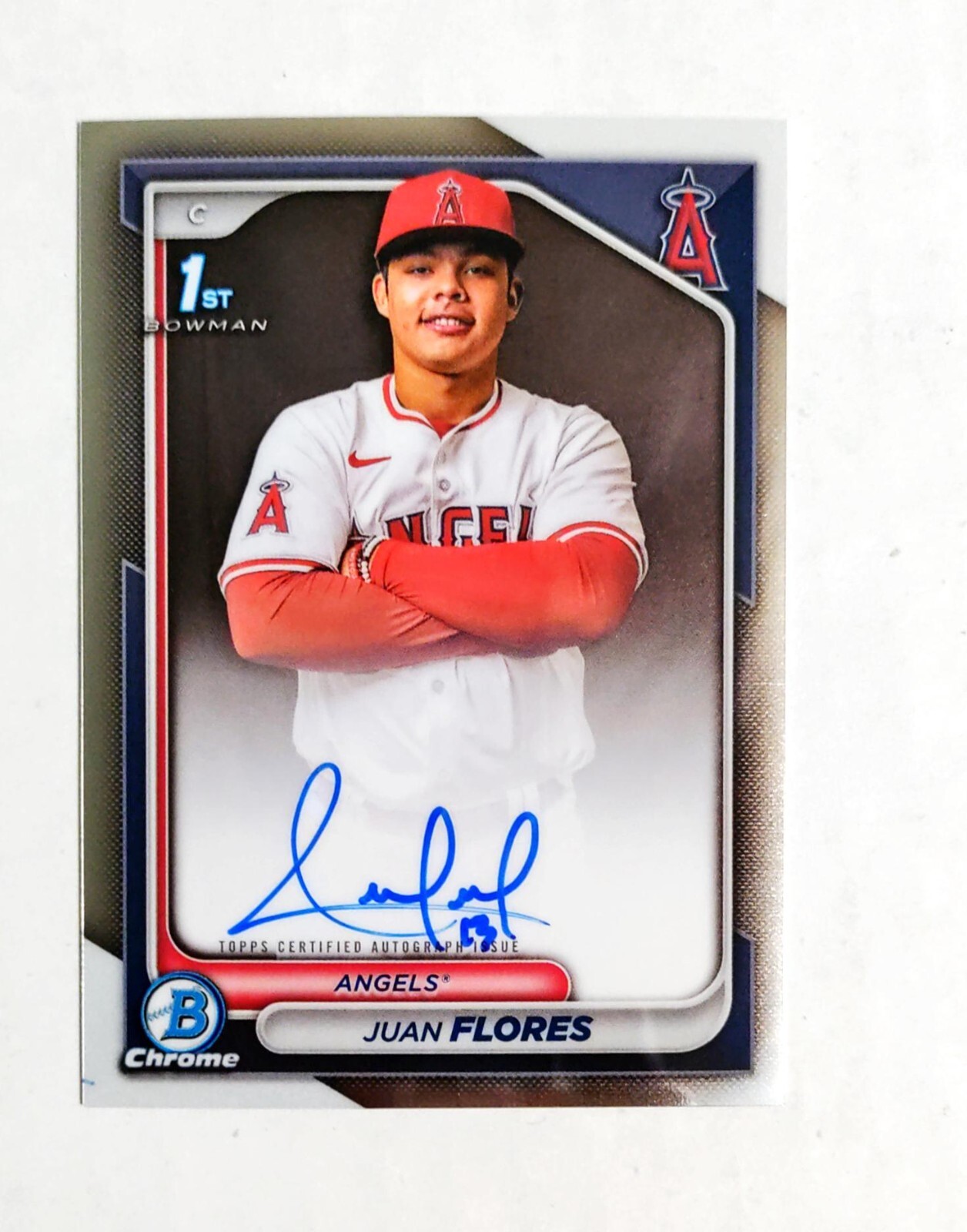 Juan Flores 2024 1st Bowman Chrome AUTO Prospect SPECKLE REFRACTOR 039/299 z30