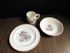 Stevens Point/WI Rapids,  Wis Mirman's Furniture 3 Pc Childs Dish Set 1920s 30s