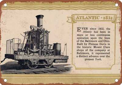 #ad METAL SIGN 1832 Baltimore amp; Ohio Atlantic Locomotive Vintage Rusty Look $29.96