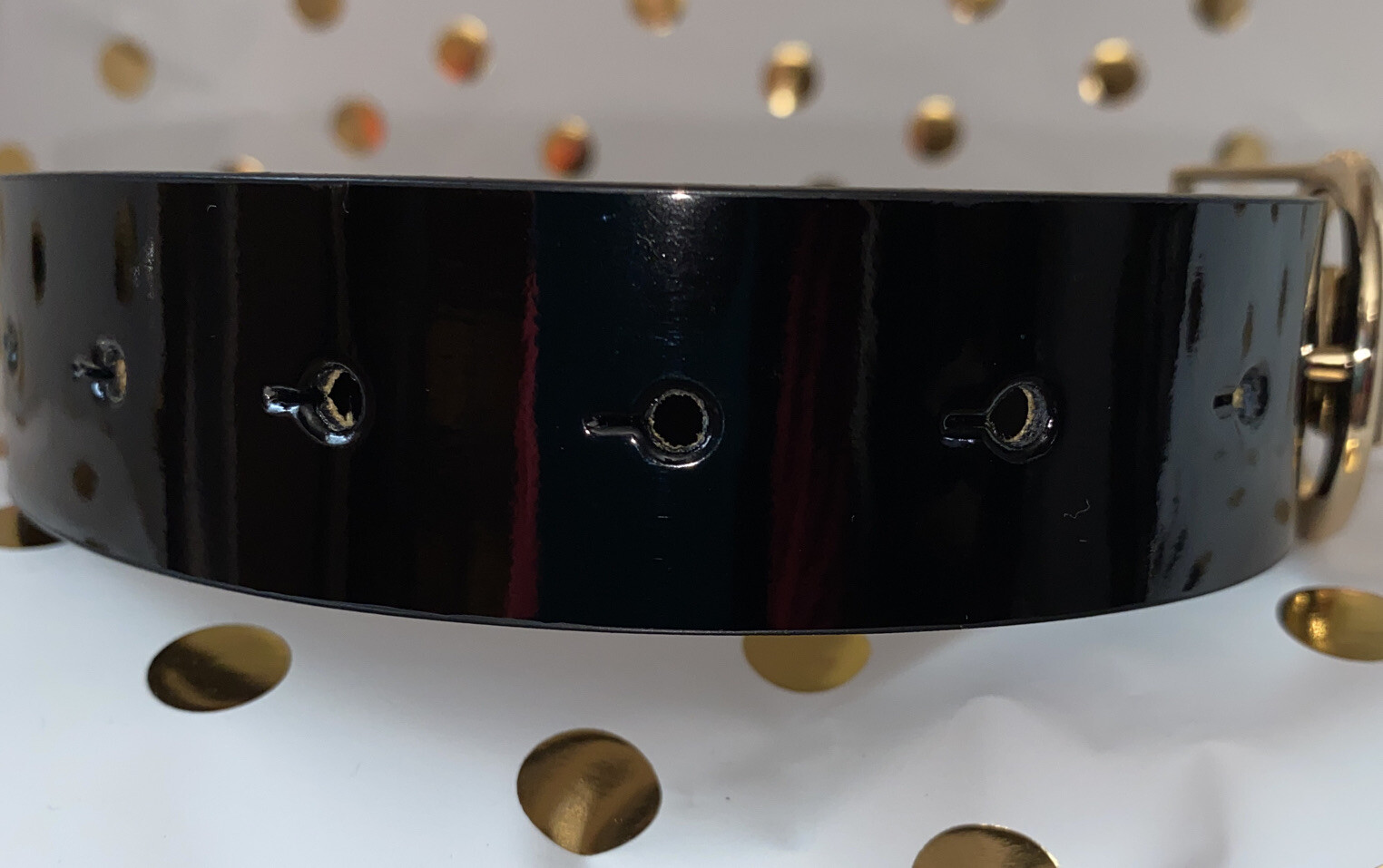 MICHAEL KORS BELT BLACK GLOSS LEATHER GOLD LOGO BUCKLE KORS STYLE!!! eBay