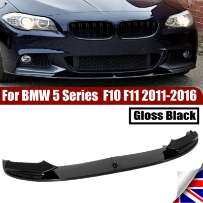 AUTOCLUB-UK For 2011-2016 BMW F10 M Sport Front Bumper Spoiler Lip Splitter Gloss Black UK