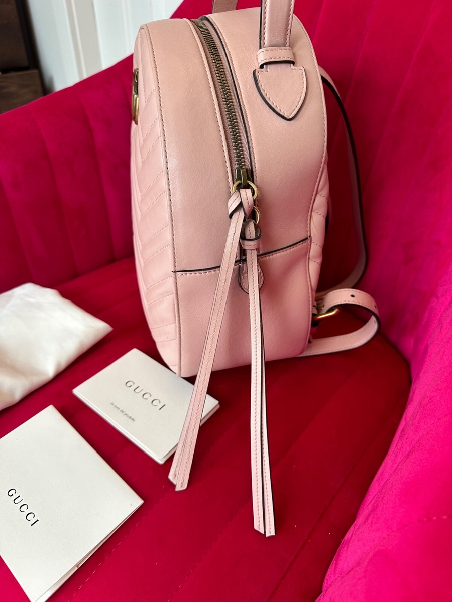 Gucci GG Marmont Mini Matelassé Dusty Pink Leather Backpack GUCCI GG Marmont $3200 Dusty Pink Quilted Leather Backpack  main image 4