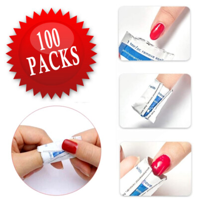 PKOUVOO 100 Stück Nagellack-Entferner Pads Aus Alufolie – Inkl. Nagelhautschieber & Feile, Für Gel-Nagellack