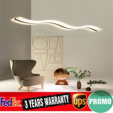 LED Modern Linear Wave Pendant Lamp  Dining Room Hanging Chandelier Island Light