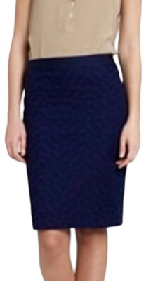 J crew Navy Floral Eyelet Embroidered Pencil Skirt Sz