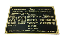 Willys Jeep Engine Data Number Plate Brass Fit For