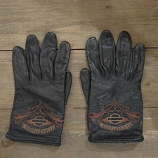 Womens Harley Davidson Motorcycle Soft Leather Gloves S Embroidered  Design