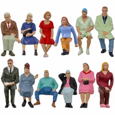 12pcs Model Trains G scale 1:25 Sitting Figure Seated People 12 Different Poses