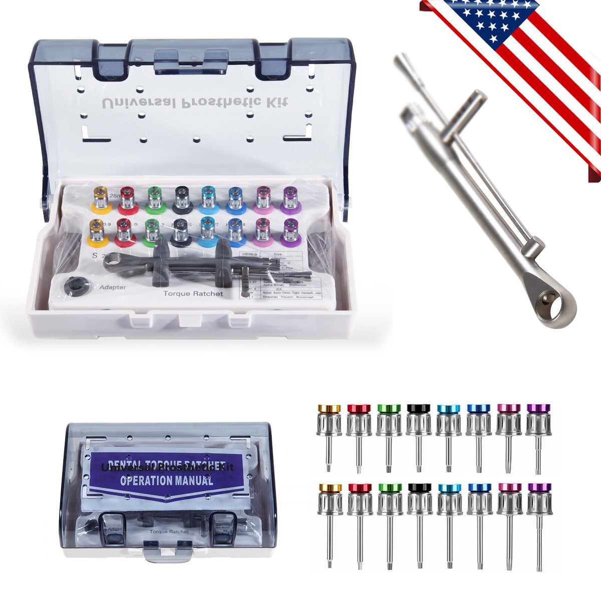 UPS Dental Universal Implant Prosthetic Kit Torque Wrench Screw Drivers