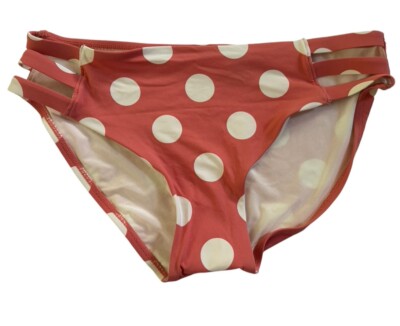 NWT Sunn Lab Swim Medium Polka Dot Bikini Bottoms Dark Peach Antique Pink #MQ21
