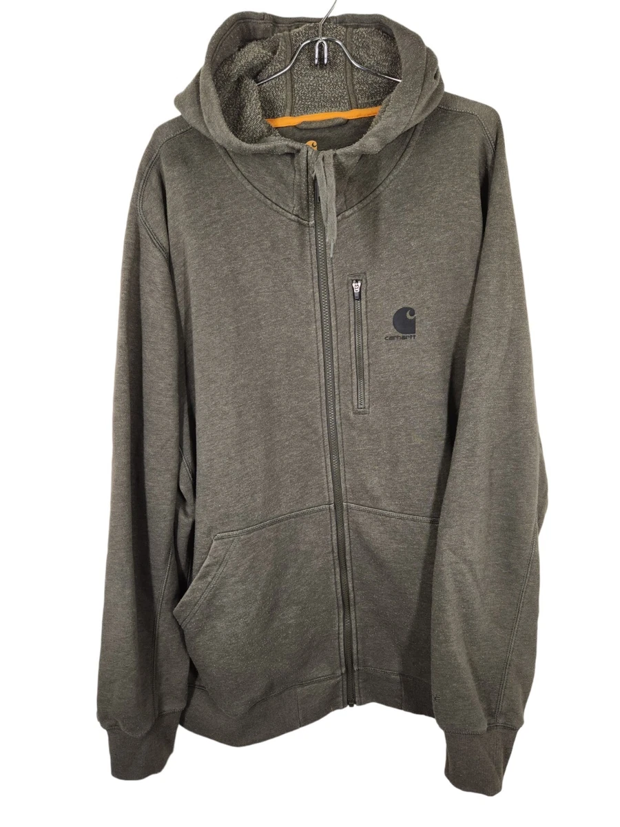 Carhartt FORCE Dark Grey Menu0026#039;s Relaxed Fit Hoodie Full Zip Sweatshirt  2XL | eBay