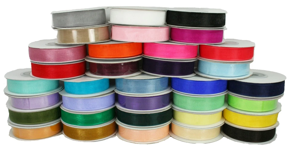 5/8" Organza Sheer Plain Ribbon 100% nylon Choose Color and Yards Amount - Image 2 of 2