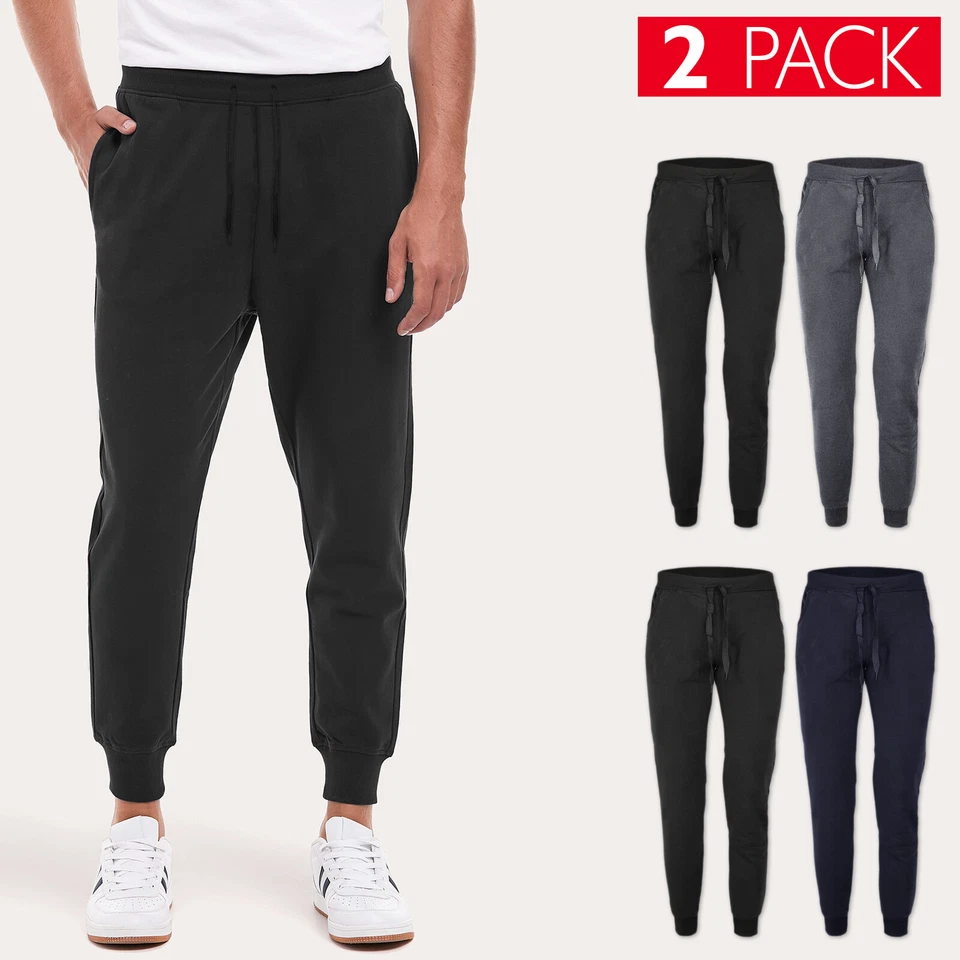 Set 2 Pezzi Pantaloni Tuta Uomo Pantalone Caldo Cotone Felpato Sportivo VEQUE