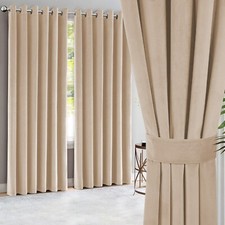 Heavy Velvet Curtains Eyelet Ring Top Ready Made Fully Lined Pair Blackout Panel