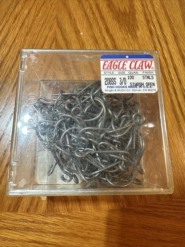 100 Eagle Claw 208SS Hooks Siwash Salmon Open Eye Stainless Steel 3/0 - Picture 1 of 1