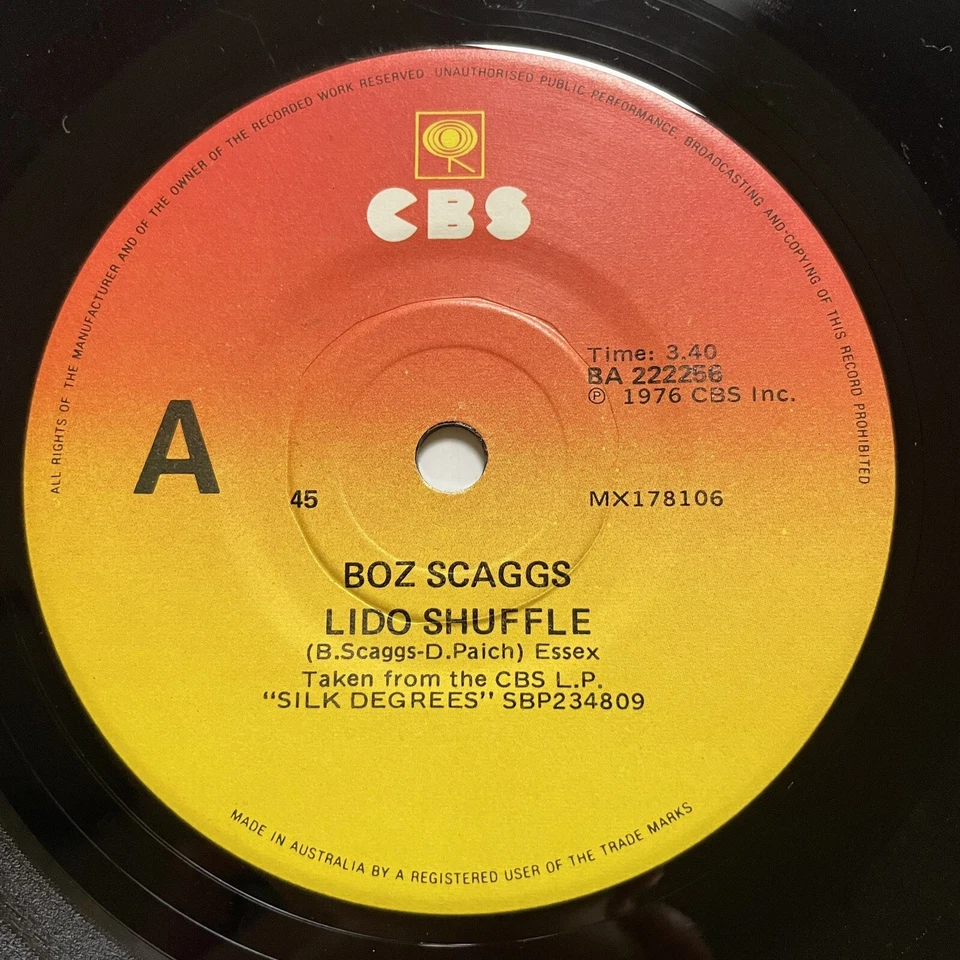 Boz Scaggs Lido Shuffle / What Can I Say Vinyl Record 7” 45RPM BA222256 CBS 1976 - Image 2 of 4