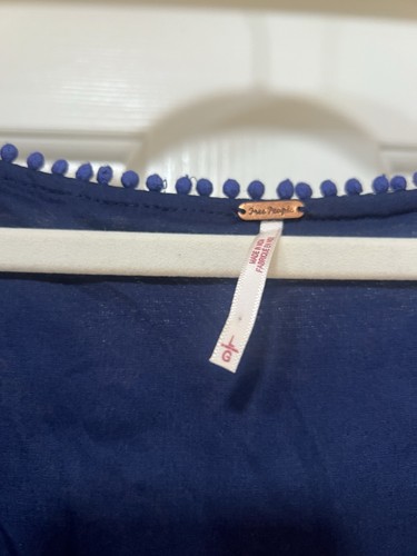 Free People My Love Mini Tiered Dress Blue L Boho Floral Balloon Sleeve Large - Bild 3 von 6