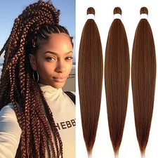 Braiding Hair Pre Stretched for Women Hair Extensions 24 Inch Packs of 3 Brown