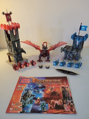 Mega Bloks Dragons Elementals Tower Dragon Fire & Water Incomplete/tiny Damage.
