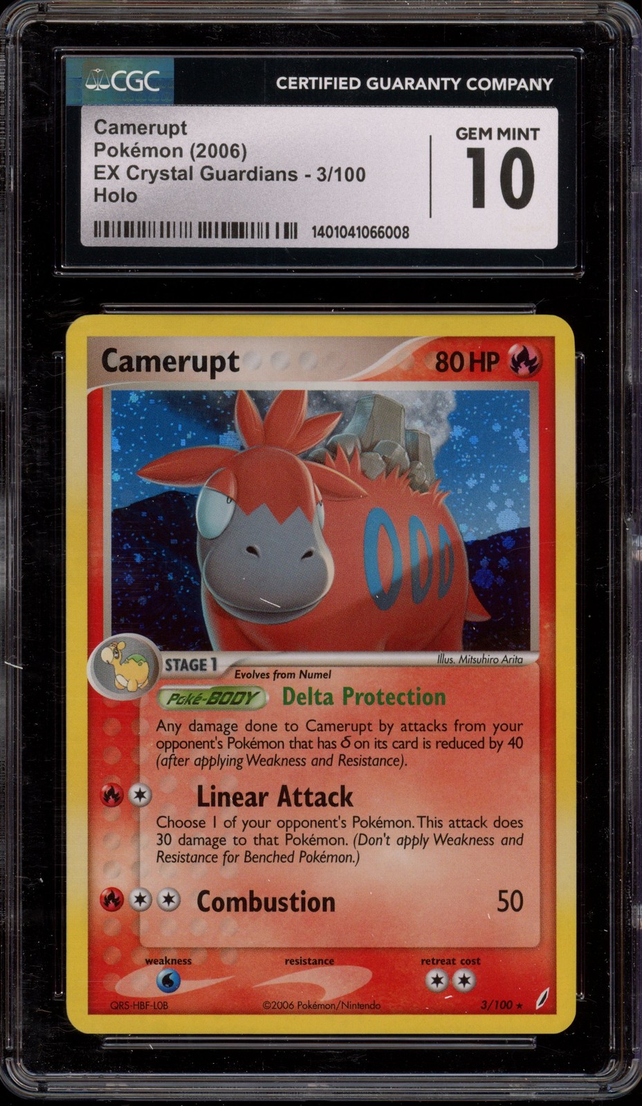 Pokemon Camerupt EX Crystal Guardians Holo Rare #3 CGC 10 Gem Mint
