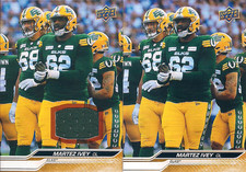 CFL Football Edmonton Elks 2 Card Lot 2024 UD CFL Martez Ivey Game Jersey & Base