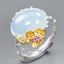 Jewellery 10 ct Natural Aquamarine Ring 925 Sterling Silver Size 9 /R435066