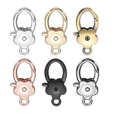 6 Pcs Flower Keychain, Light Gold/Rose Gold/Matte Silver/Bronze/Gunmetal/Black
