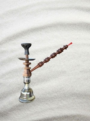 Handmade Wooden Hookah Shisha Traditional Medalist Style - Natural Wood