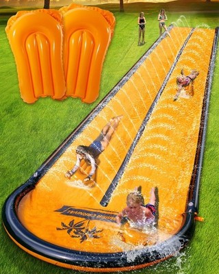 22ft Extra Long Water Slide for Kids & Adults, Inflatable Pool Slide with 2 Body