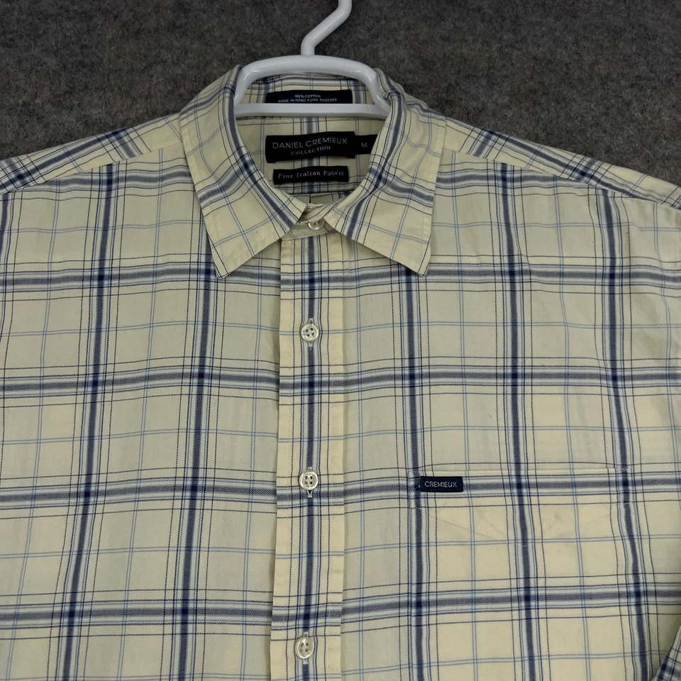 Daniel Cremieux Shirt Mens Medium Cream Blue Plaid Long Sleeve Button Up Cotton - Image 2 of 4