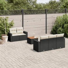 Garden Sofa Set Black Poly Rattan Large Modular Garden Sofa Set