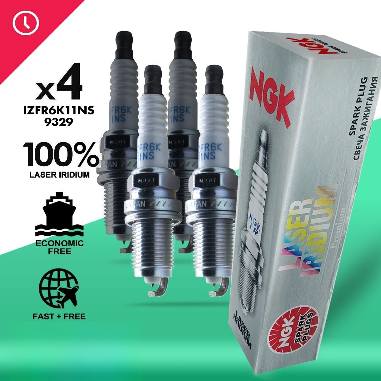 4PC NGK Laser Iridium Spark Plugs IZFR6K11NS For Accord Civic CRV Acura #9329 JP